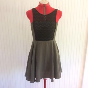 Hunter green Cocktail dress w/ crochet overlay